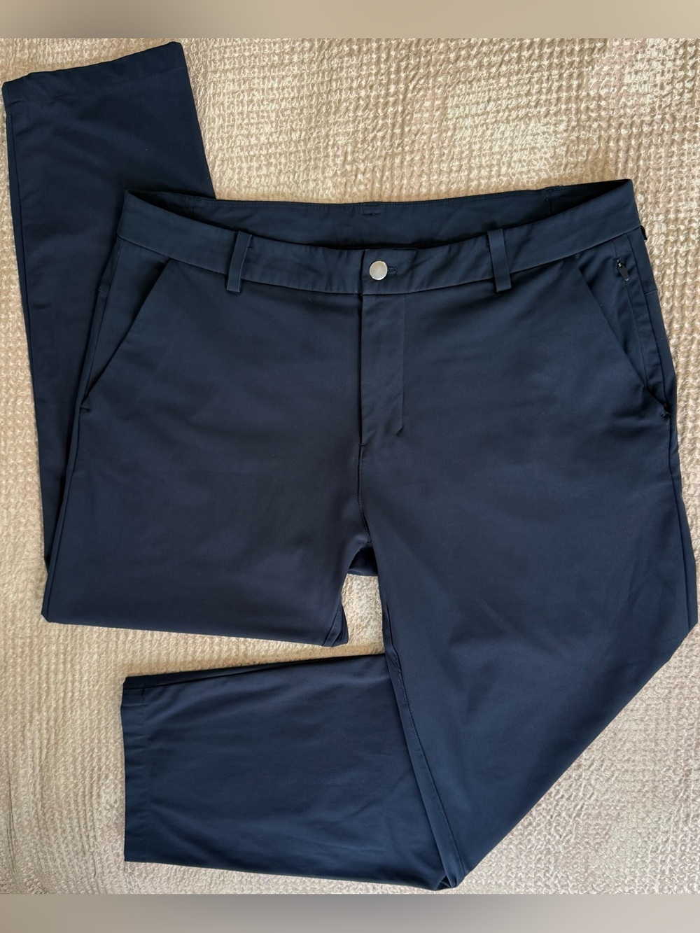 Lululemon Commission Pant Classic Warpstreme 36 Deep Navy Golf Chino 27.5 Hemmed